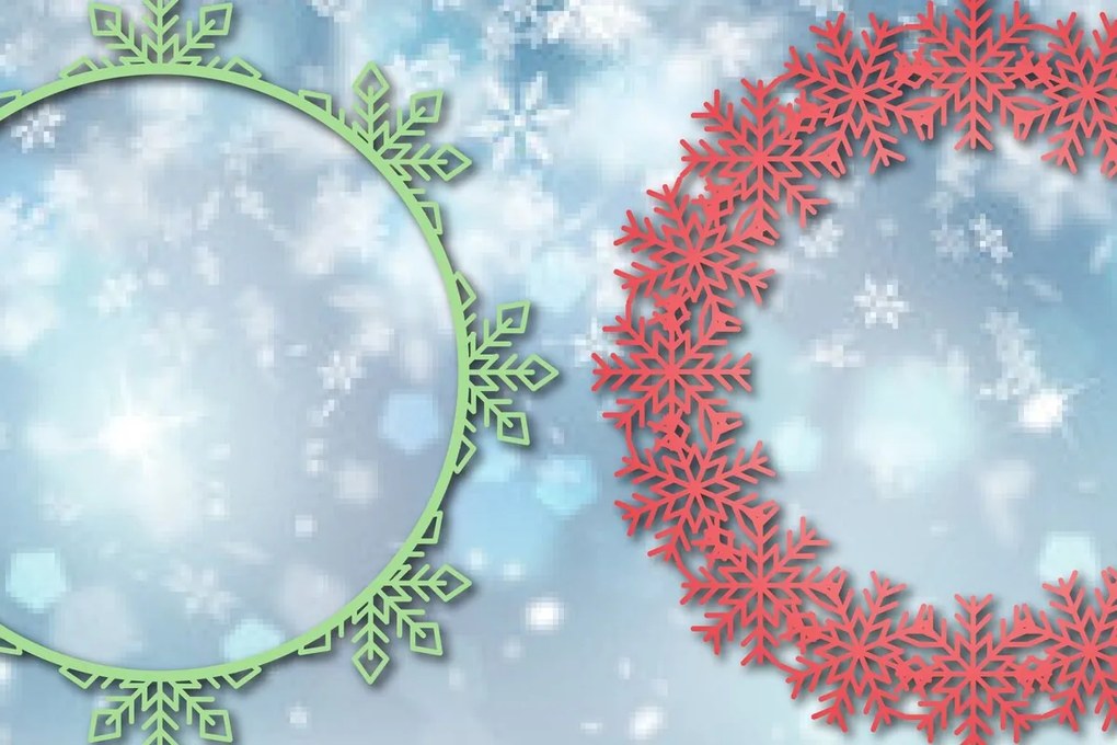 Σετ των 2 Intra απο ξύλο plywood 3mm-4mm πάχος Χριστουγεννιάτικο στεφάνι Snowflake Δίασταση 25x25 cm INTRAFABR-45658196