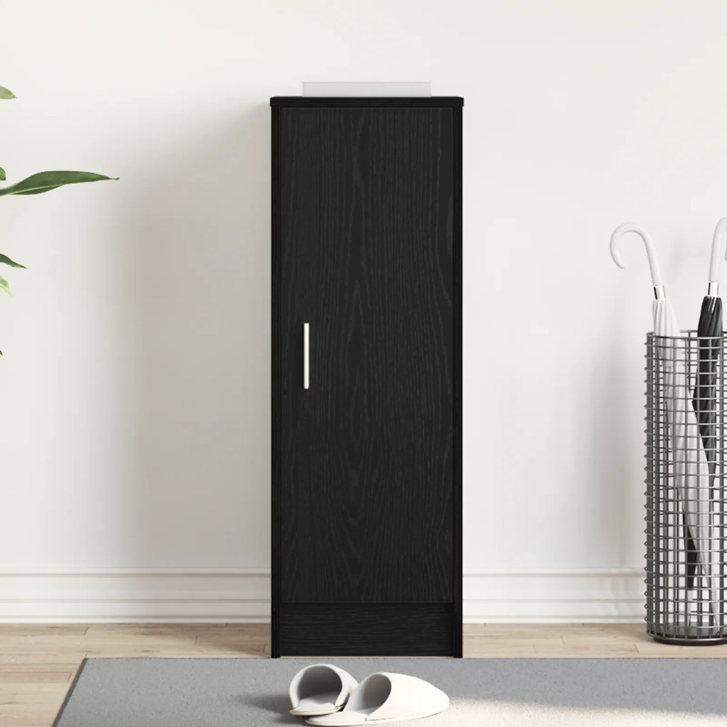 vidaXL Μαύρη Ντουλάπα Για Παπούτσια από Δρυς 32x35x92 εκ, Με Επεξεργασμένο Ξύλο