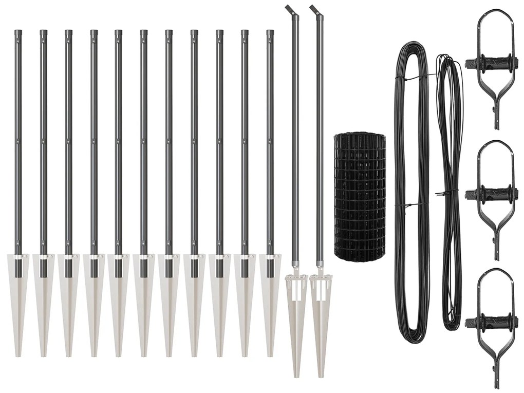 vidaXL Euro Fence με 13 Σπείρες 0.6x25 μ Γαλβανισμένος Χάλυβας Γκρι