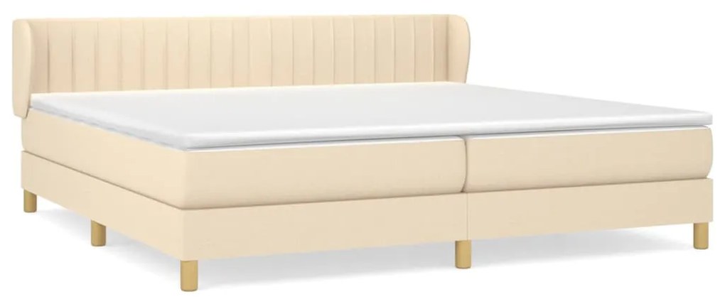 vidaXL Κρεβάτι Boxspring με Στρώμα Κρεμ 200x200 εκ. Υφασμάτινο