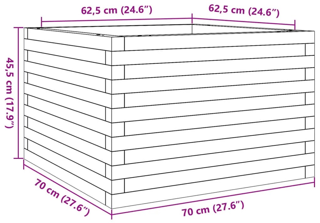 Ζαρντινιέρα Κήπου 70x70x45,5 εκ από Μασίφ Ξύλο Πεύκου - Καφέ