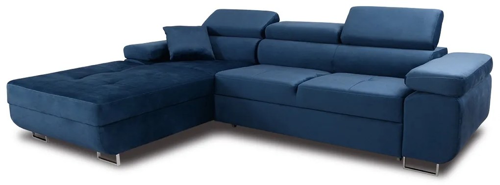 Γωνιακός καναπές Κρεβάτι Annabelle ll, με αποθηκευτικό χώρο, μπλέ  277x98x201cm-Αριστερή γωνία-BOG7144