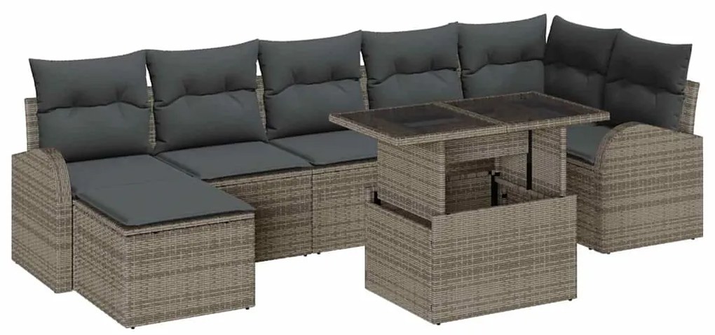 vidaXL Σετ Καναπέ Κήπου με μαξιλάρι 8 pcs Γκρι