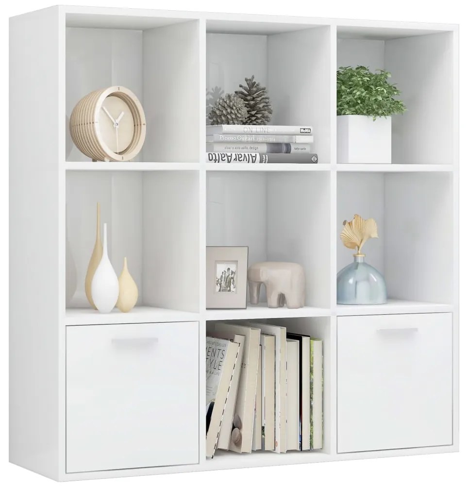 vidaXL Βιβλιοθήκη Γυαλιστερό Λευκό 98 x 30 x 98 εκ. από Επεξ. Ξύλο