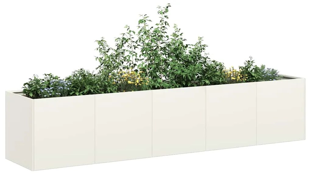 Ζαρντινιέρα Λευκή 200x40x40 εκ. από Χάλυβα Ψυχρής Έλασης