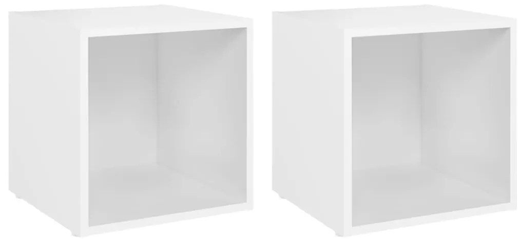 vidaXL Έπιπλα Τηλεόρασης 2 τεμ. Λευκά 37 x 35 x 37 εκ. από Επεξ. Ξύλο