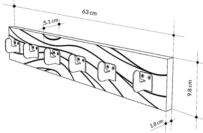 Κρεμάστρα τοίχου Flow Megapap χρώμα λευκό 63x1,8x9,8εκ.
