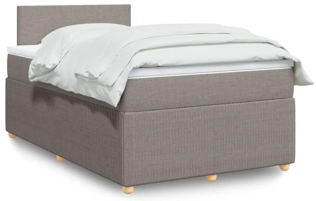 vidaXL Κρεβάτι Boxspring με Στρώμα Taupe 120x190 εκ. Υφασμάτινο