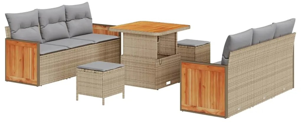 vidaXL Σετ Καναπέ Κήπου 11 pcs Μπέζ και Ανοιχτό Γκρι συνθετικό ρατάν