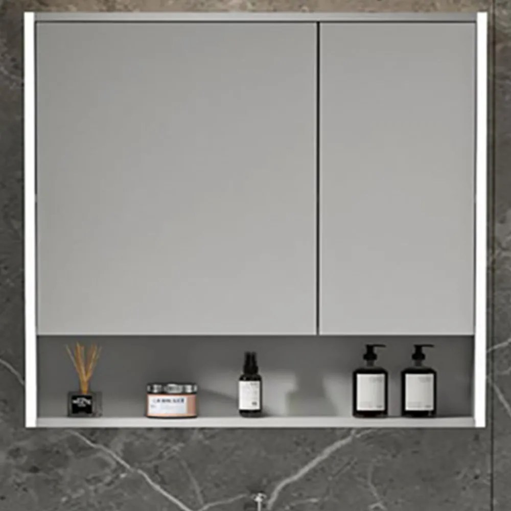 Καθρέφτης Yvonne Led 3MYVON075GR 75×70cm Grey Wood, Glass