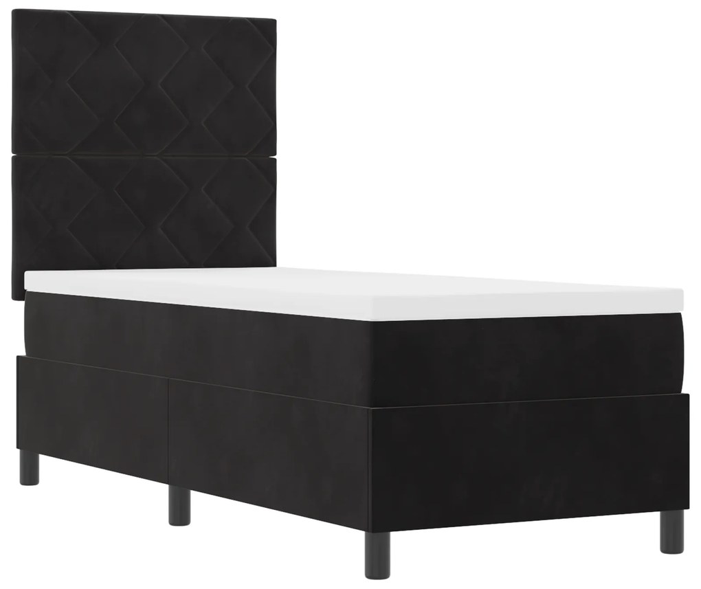 vidaXL Κρεβάτι Box Spring με Στρώμα & LED μαύρο 80x200 εκ Βελούδο