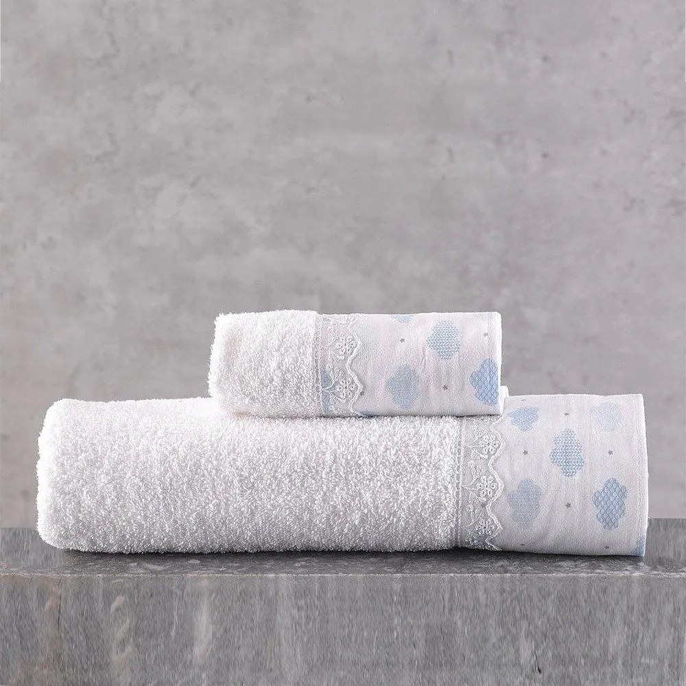 Πετσέτες Παιδικές Cloudy (Σετ 2τμχ) Blue Ρυθμός Towels Set 70x140cm 100% Βαμβάκι