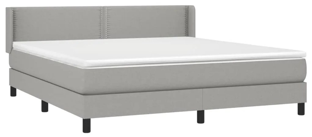 vidaXL Κρεβάτι Boxspring με Στρώμα Ανοιχτό Γκρι 180x200 εκ. Υφασμάτινο