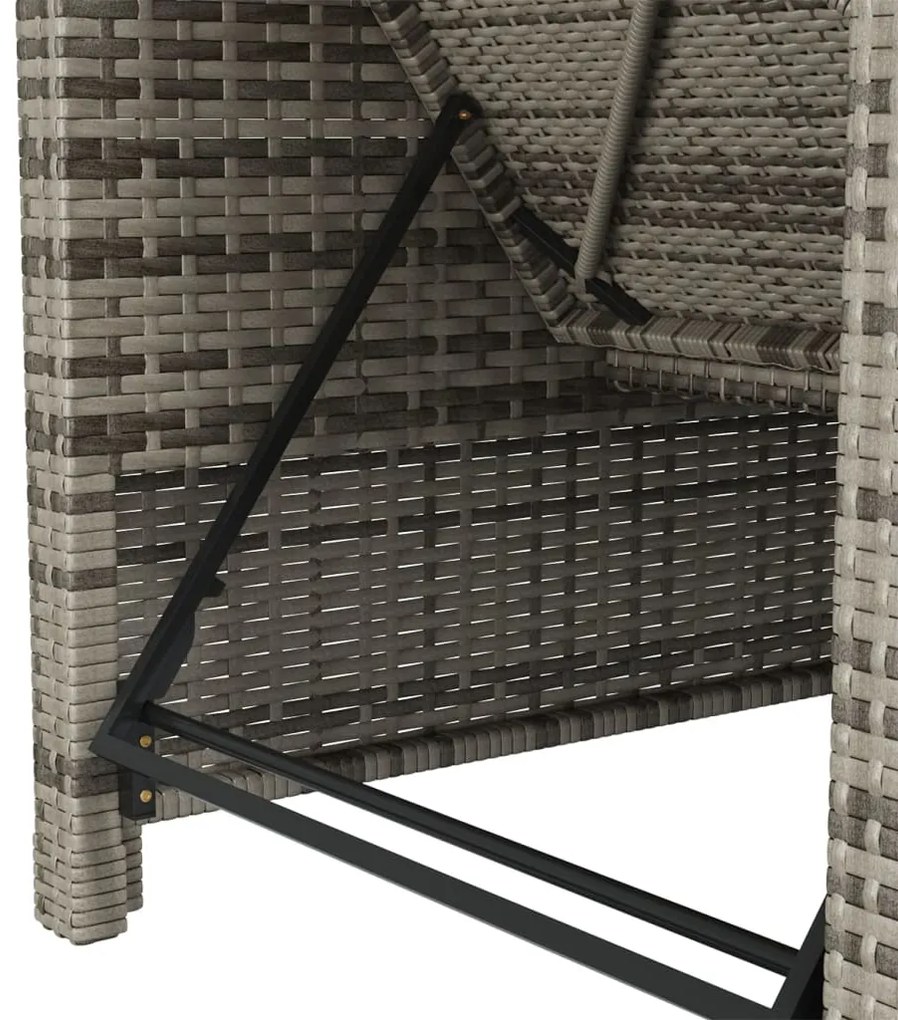 vidaXL Ξαπλώστρα Γκρι από Συνθετικό Ρατάν με Σκούρο Γκρι Μαξιλάρι