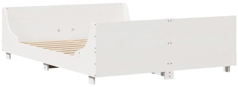 vidaXL Σκελετός Κρεβ. Χωρίς Στρώμα Λευκό 135x190 εκ Μασίφ Πεύκο