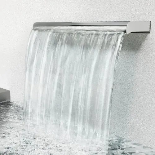 VEVOR Waterfall Blade, 60cm Stainless Steel Waterfall Spillway, Rectangular Waterfall Pool Fountain, Cascade Blade w/ Connector, Hose, Clamp & PTFE Tape, Water Blade for Koi Fish Pond, Water Feature