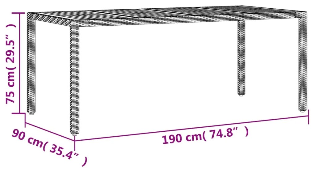 ΤΡΑΠΕΖΙ ΚΗΠΟΥ ΕΠΙΦΑΝΕΙΑ ΑΚΑΚΙΑΣ ΜΑΥΡΟ 190X90X75 ΕΚ ΣΥΝΘ ΡΑΤΑΝ 365541