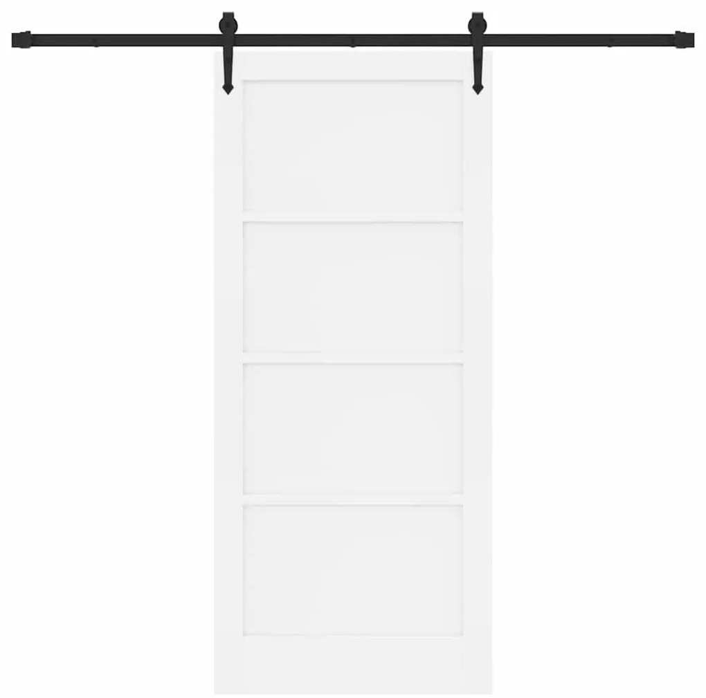 vidaXL Συρόμενη Πόρτα Λευκό 86 x 198.5 cm Μασίφ ξύλο πεύκου