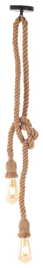 Artekko Hemp Rope Φωτιστικό Οροφής 2φωτο (Ε27) με Σχοινί (10x10x100)cm