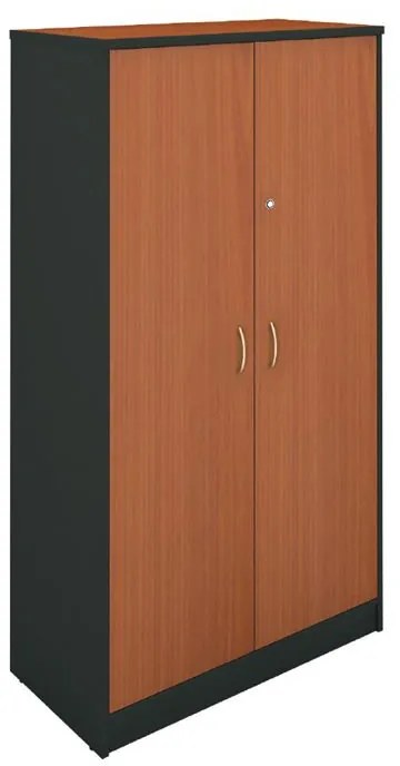 WOODWELL ΕΟ124,5ΝΤΟΥΛΑΠΑ-Α Γραφείου Δίφυλλη, 4 Ράφια, Απόχρωση Dark Grey - Cherry 80x40x172cm ΕΟ124,5
