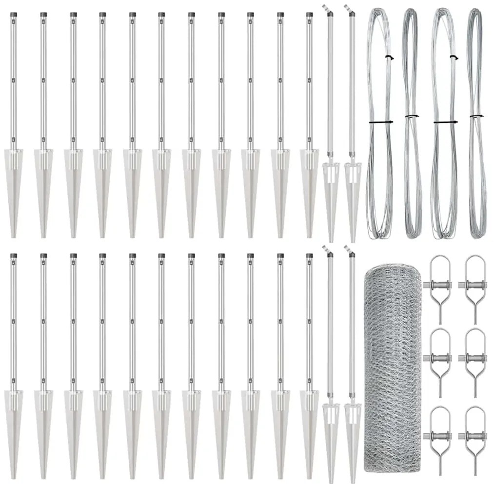 vidaXL Στύλος Περιφράξεων Ασημί 50 x 0,6 m (δίχτυ 13 mm) Ατσάλι