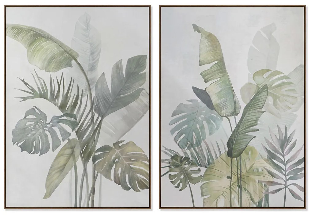 Καμβάς DKD Home Decor Λευκό Πράσινο Φοίνικες Τροπικό 100 x 4 x 140 cm (x2)