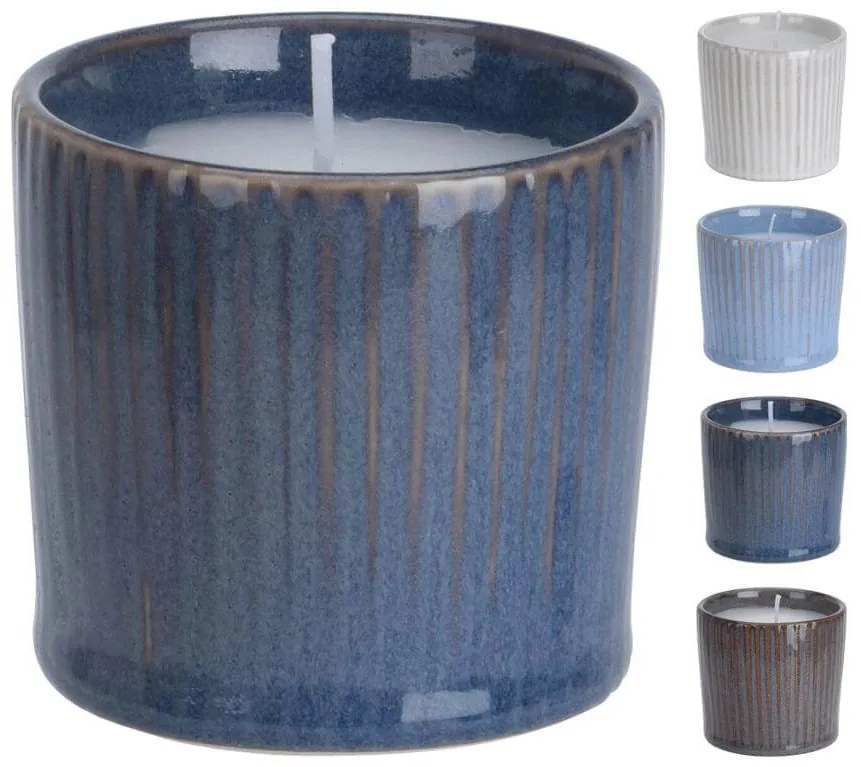 Κερί Residence Q76900170 Σε πήλινο δοχείο με reactive φινίρισμα γλάσου, 6.7 x 6,2 cm, σε 4 επιλογές χρώματος white, grey, blue, dark grey