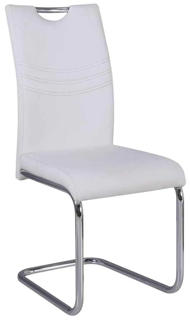 Καρέκλα CROFT Χρώμιο/PU Άσπρο 43x58x97cm (Σετ 4 ΤΕΜ)