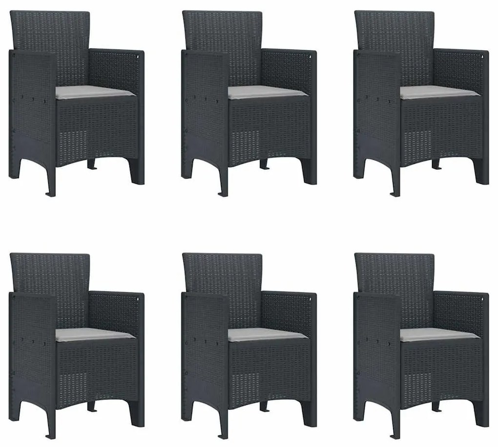 vidaXL Σέτ φαγητού για κήπο 7 pcs Ανθρακί Rattan Polt