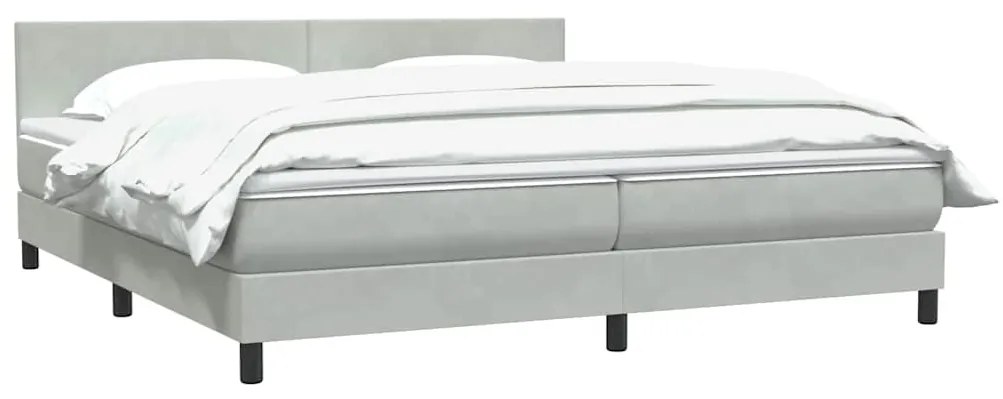 vidaXL Box Spring κρεβάτι με στρώμα ανοιχτό γκρι 200x220 εκ. Βελούδινο