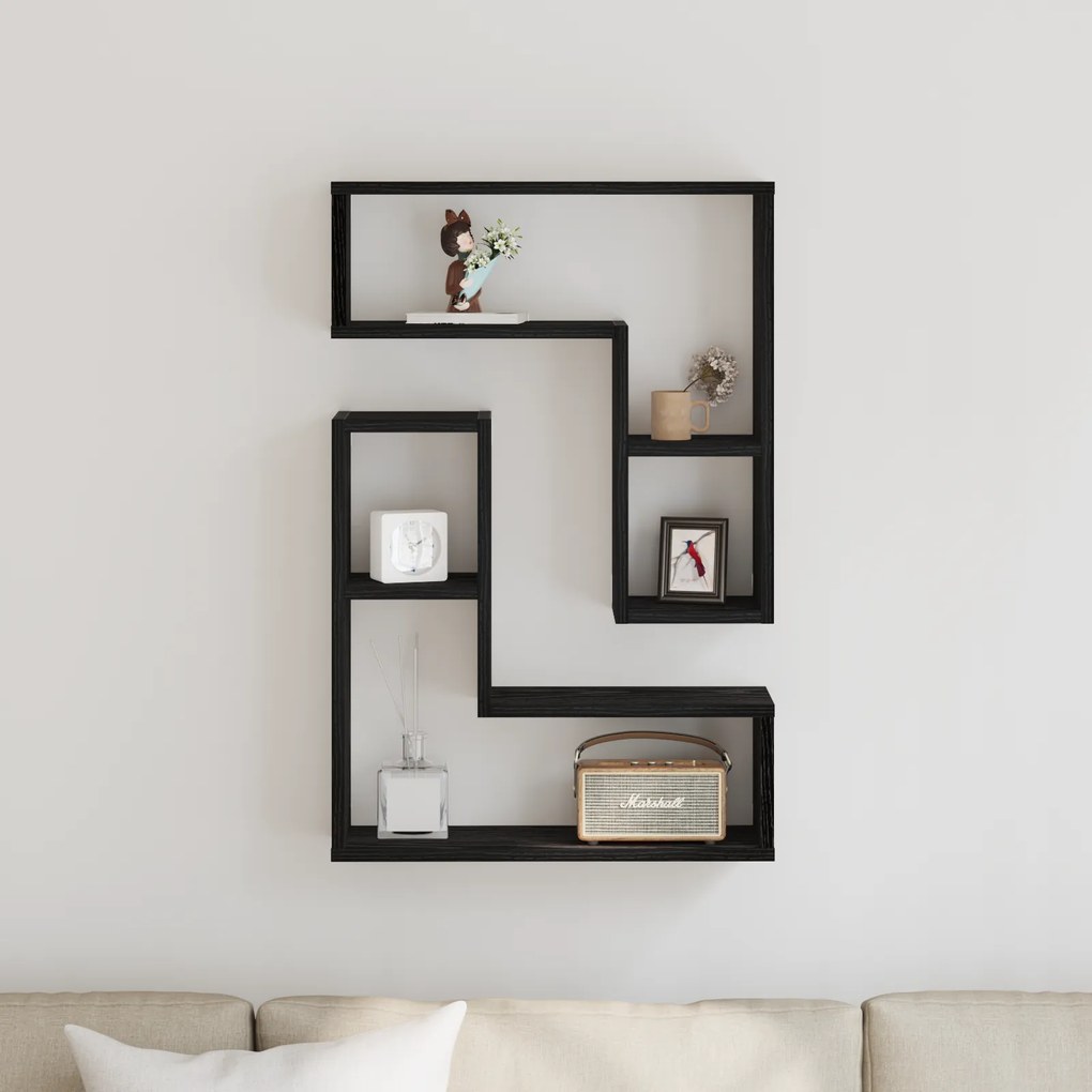 vidaXL Ράφια 2 τμχ Μαύρη Δρυς 50x15x85 εκ Φτιαγμένο από Ξύλο