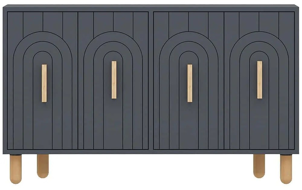 Μπουφές Tiger 327ODS1295 120x29,6x73,6cm Anthracite-Oak Particle Board, Melamine