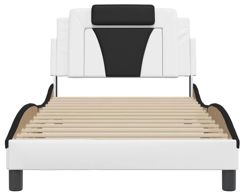vidaXL Πλαίσιο Κρεβατιού με LED Λευκό/Μαύρο 100x200εκ. Συνθετικό Δέρμα