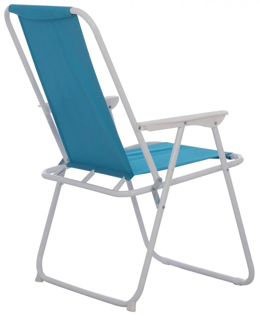 Καρέκλα Παραλίας DEVAL C5148 Μεταλλική Πτυσσόμενη με Ψηλή Πλάτη Σιέλ 56x61x84 εκ.