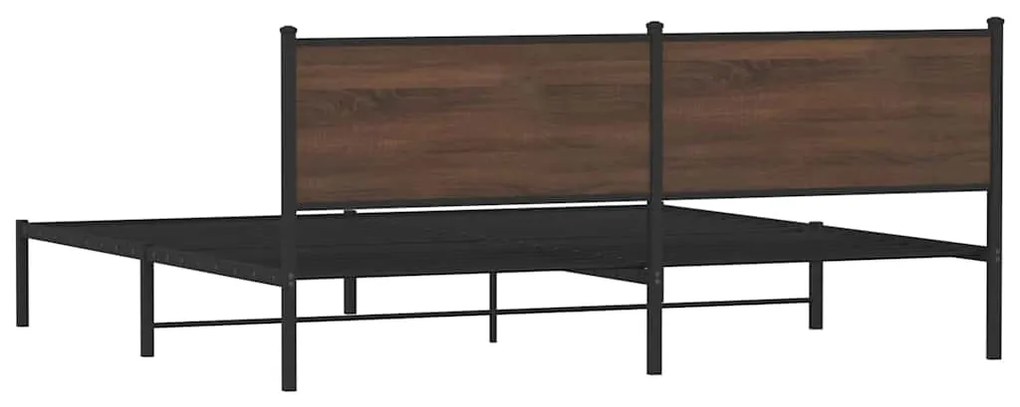 vidaXL Σκελετός Κρεβ. Χωρίς Στρώμα Καφέ Δρυς 193x203 εκ. Μεταλλικό