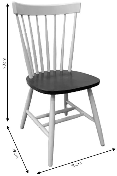Καρέκλα Larus pakoworld φυσικό ξύλo rubberwood ανθρακί-λευκό 50x49x90εκ.