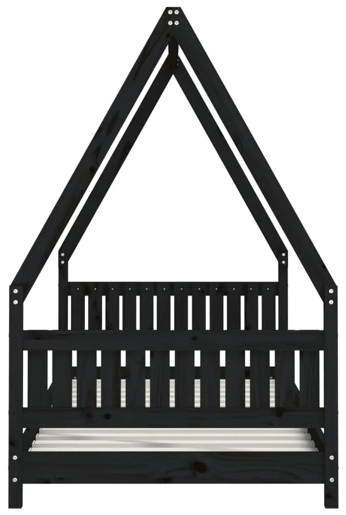 Πλαίσιο Παιδικού Κρεβατιού Μαύρο 90 x 190 εκ. Μασίφ Ξύλο Πεύκου - Μαύρο