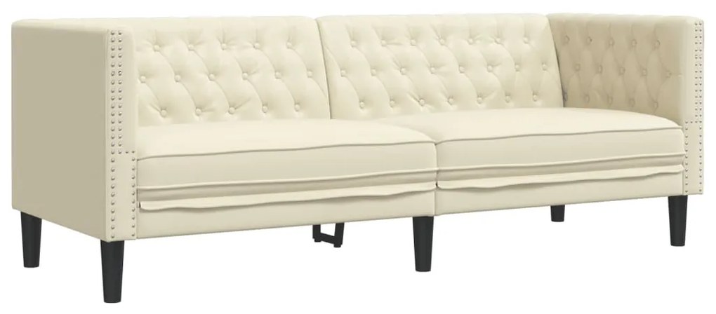 ΚΑΝΑΠΕΣ CHESTERFIELD 2 ΤΕΜΑΧΙΩΝ ΣΕΤ CREAM FAUX LEATHER 3209275