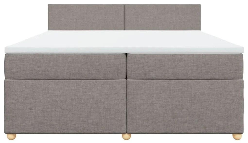 Κρεβάτι Boxspring με Στρώμα Taupe 200x200 εκ. Υφασμάτινο - Μπεζ-Γκρι