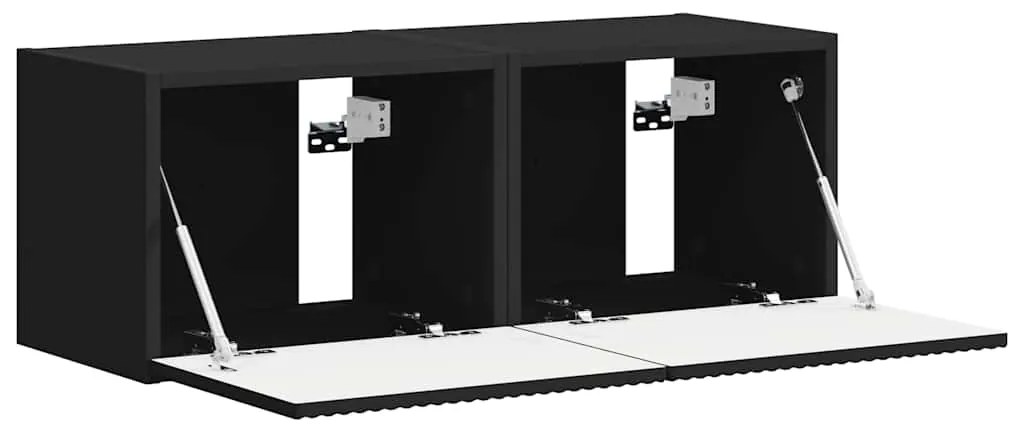 vidaXL Ντουλάπι Τηλεόρασης Τοίχου 2 pcs Μαύρο 60 x 31 x 29.5 εκ