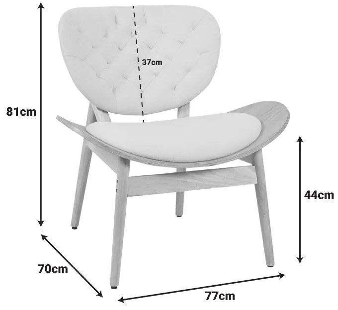 Πολυθρόνα Udalle pakoworld ξύλο σε φυσική απόχρωση με λαδί ύφασμα 77x70x81εκ