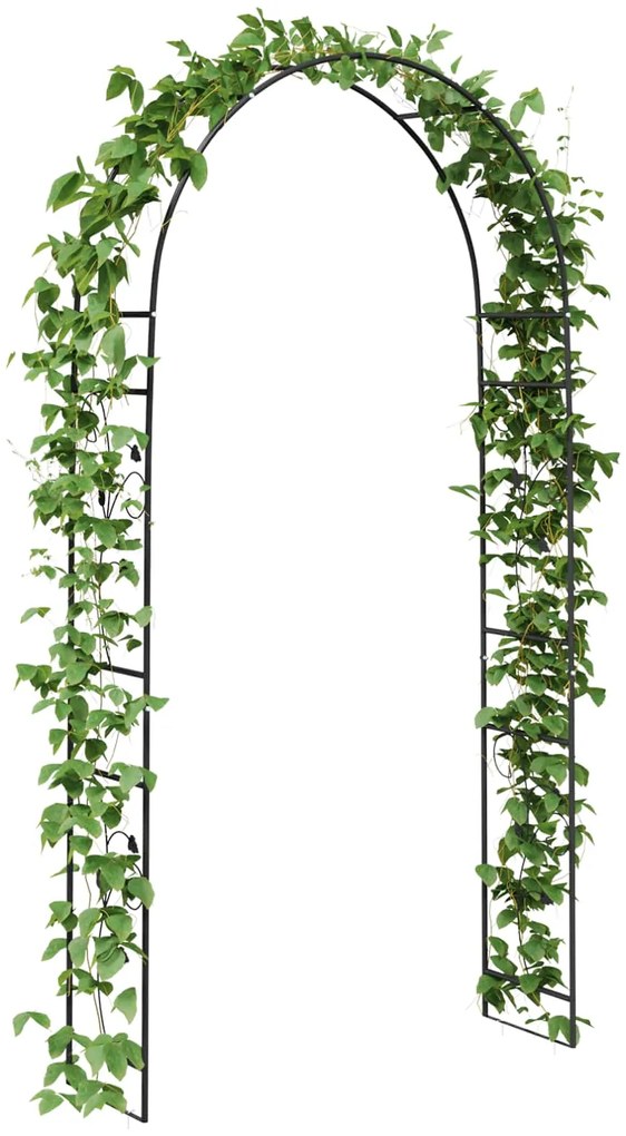 vidaXL Κήπος Αψίδα Floral Μαύρο 115 x 37 x 231 εκ.