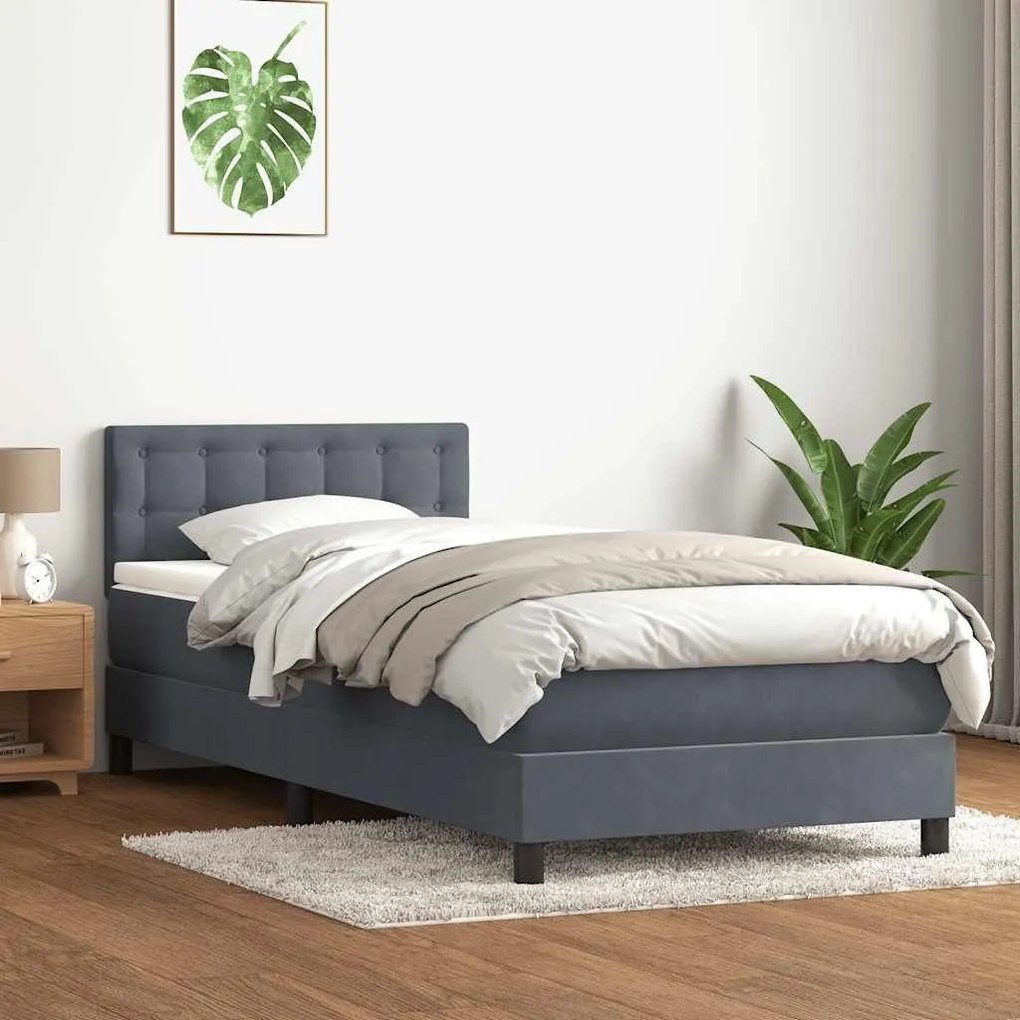 ΚΡΕΒΑΤΙ BOXSPRING ΜΕ ΣΤΡΩΜΑ ΣΚΟΥΡΟ ΓΚΡΙ 90X220 ΕΚ. ΒΕΛΟΥΔΙΝΟ 3316624