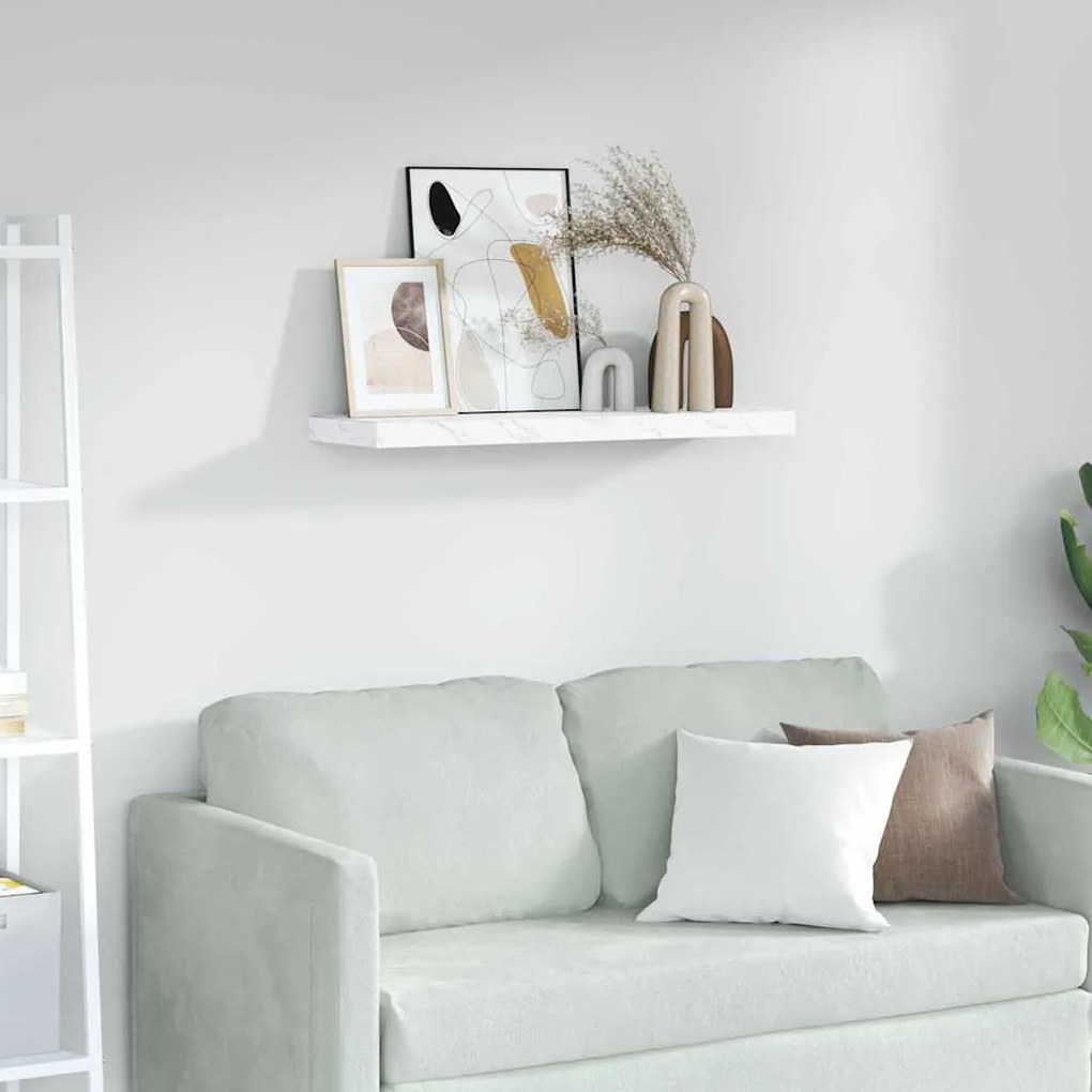 Ράφι Τοίχου Λευκό Μάρμαρο 90 x 23,5 x 4 εκ Επεξεργασμένο ξύλο