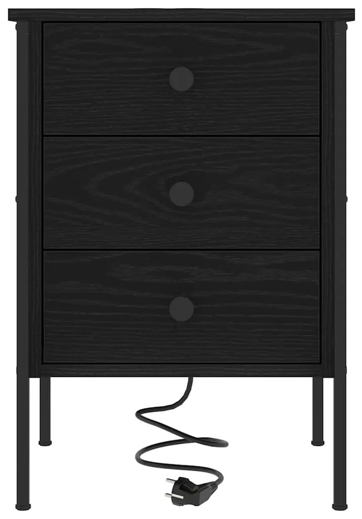 vidaXL Κομοδίνο Μαύρη δρυς 42 x 41 x 61 εκ Επεξεργασμένο ξύλο