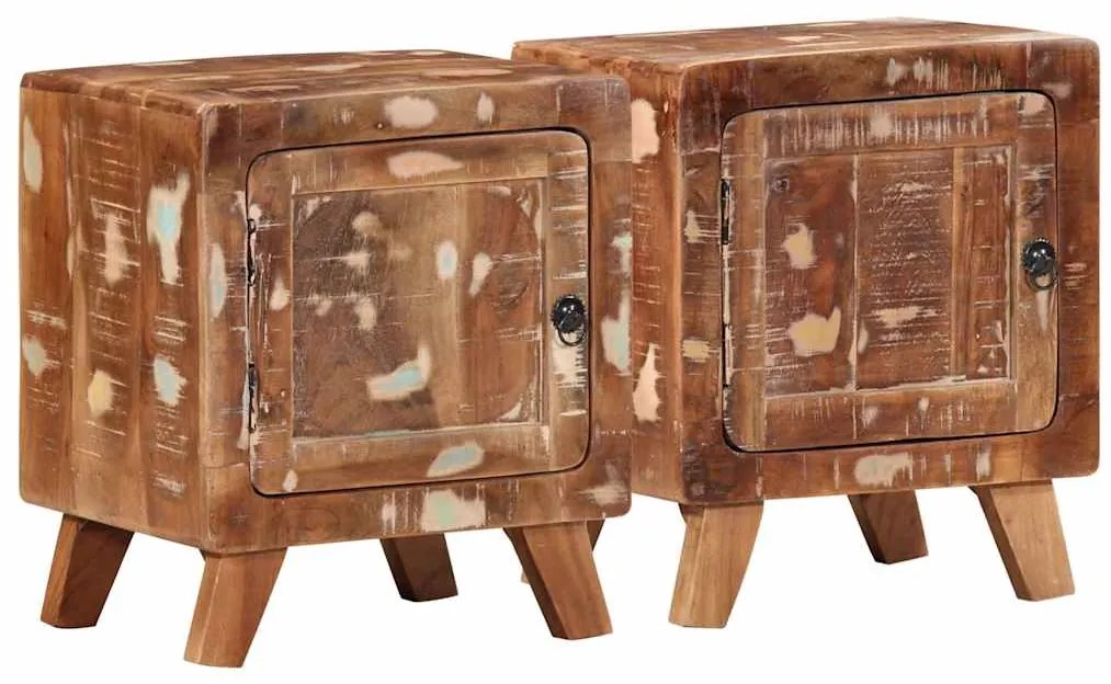 vidaXL Κομοδίνο 2 τεμάχια 40x32x46 cm Στερεό ξύλο ανακυκλωμένο
