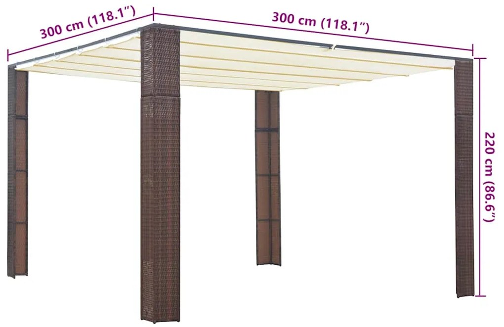 vidaXL Κιόσκι με Οροφή Καφέ/Κρεμ 300x300x220 εκ. από Συνθετικό Ρατάν