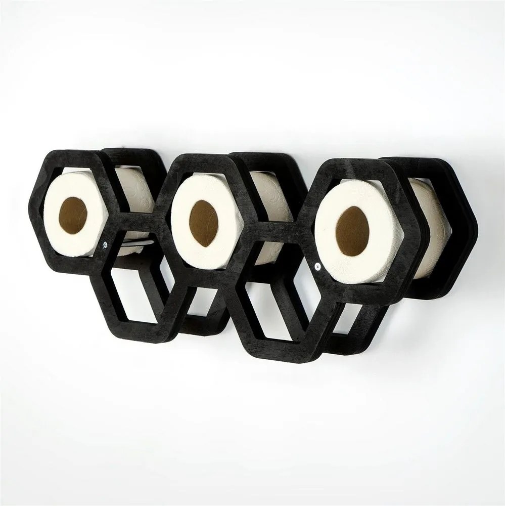 Χαρτοθήκη Μπάνιου Wc019 56x21cm Black Kalune Design Polywood