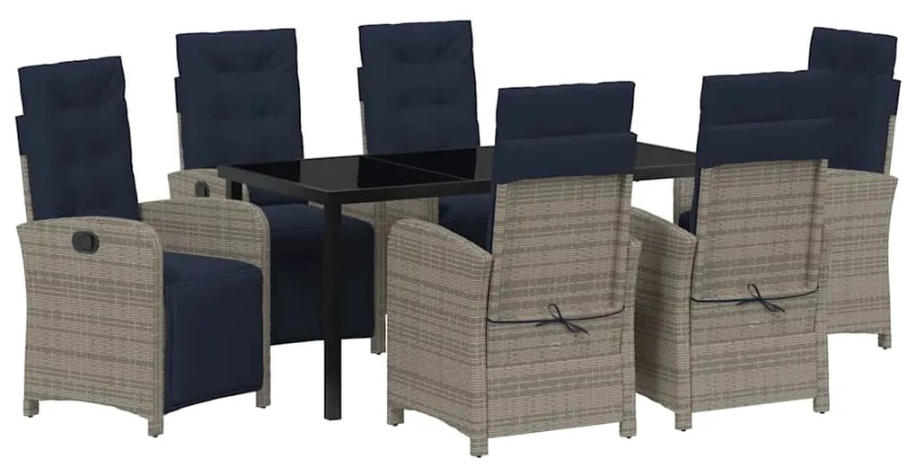vidaXL Σέτ φαγητού για κήπο 7 pcs Γκρι συνθετικό ρατάν
