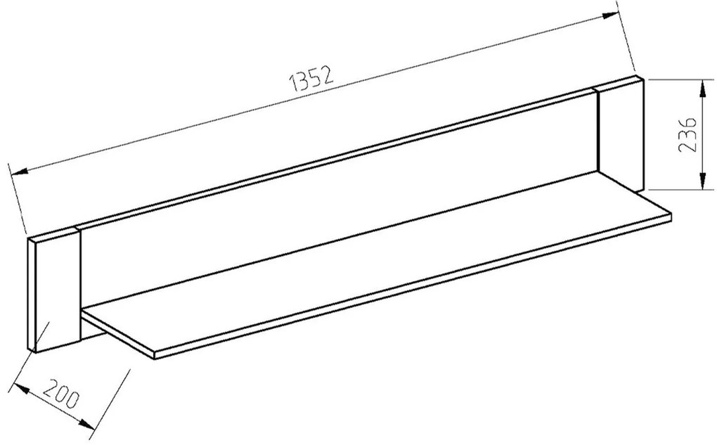 Ράφι Τοίχου VINCENT Oak Endgray Untreatad / Dark Concrete 135.2x20x23.5
